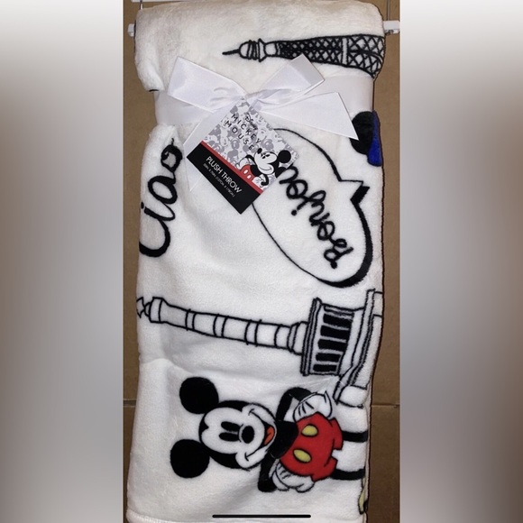 Disney Other - Disney Mickey Mouse Plush Throw Blanket Paris Eiffel Tower 50 x 70